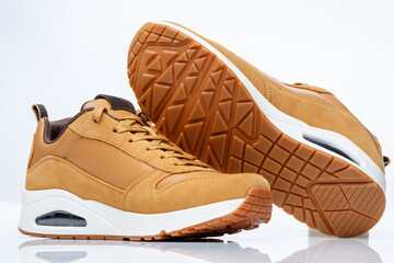 New yellow foxy leather and suede casual sport male  sneakers