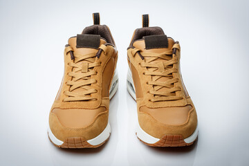 New yellow foxy leather and suede casual sport male  sneakers