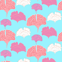 Vector seamless half-drop pattern, with flowers