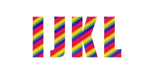 Capital Letter IJKL Rainbow Style. Modern Dynamic Colorful Alphabet Vector Illustration. EPS 10