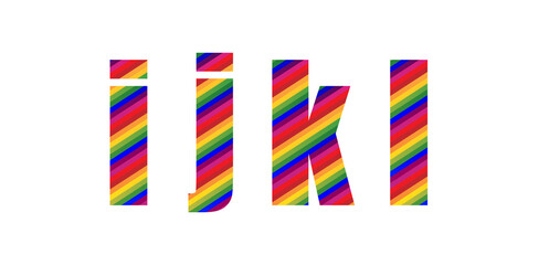 Small Letter ijkl Rainbow Style. Modern Dynamic Colorful Alphabet Vector Illustration. EPS 10