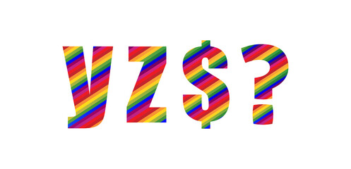 Small Letter yz$? Rainbow Style. Modern Dynamic Colorful Alphabet Vector Illustration. EPS 10