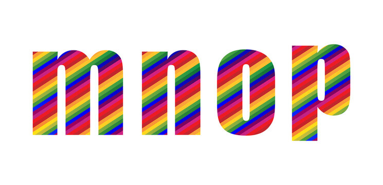 Small Letter mnop Rainbow Style. Modern Dynamic Colorful Alphabet Vector Illustration. EPS 10