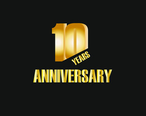 Golden numbers, 10 years anniversary celebration on dark background