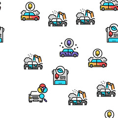 Car Painting Service Vector Seamless Pattern Thin Line Illustration