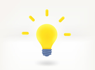 Bright lightbulb 3d vector icon