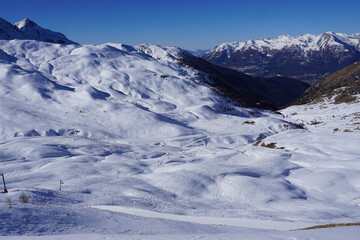 panorama of ski resort, Vars in the mountains of southern alps, france