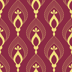 Oriental pattern with ruby red and yellow colors. Traditional ornament