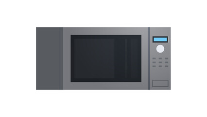 Microwave and kitchenware flat illustration.