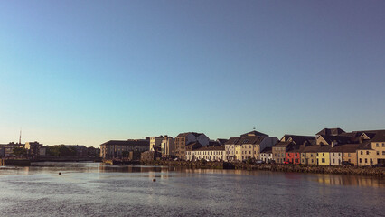 Housing along the long Walk and the Spanish Arch in Galway Ireland as photographed from Nim