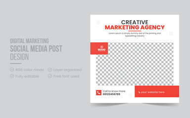 Modern creative online advertising social media post or web banner design template. Digital marketing agency promo web banner design vector layout