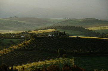 Beautiful shot of a beautiful landscape at sunrise in Ronda, Spain