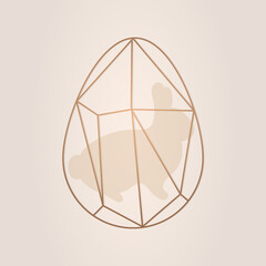 Easter egg and rabbit greeting card set vector illustration.	