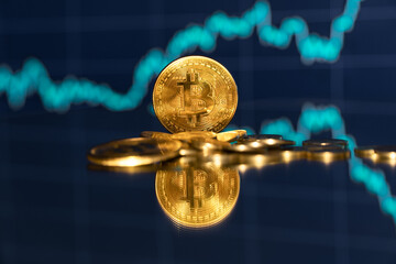 Bitcoin. Bitcoin chart background concept. Crypto money news concept idea. Cryptocurrency trading...