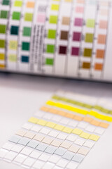 reagent strips used in urinalysis to analyze Leukocytes, Urobilinogen, Bilirubin, Blood, Nitrite, pH, Density, Protein, Glucose and Ketosis bodies.