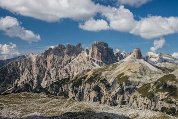 Mountain trail Tre Cime di Lavaredo in Dolomites in Italy