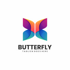 Fototapeta na wymiar Vector Logo Illustration Butterfly Gradient Colorful Style.