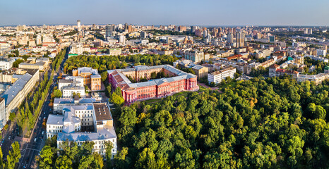 Aerial view of Taras Shevchenko National University in Kiev, Ukraine, before the war with Russia - obrazy, fototapety, plakaty
