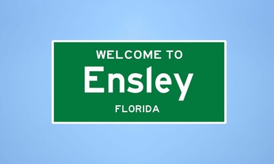Ensley, Florida city limit sign. Town sign from the USA.
