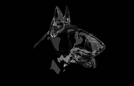 Abstract bull terrier head for 3d game. Animal 3D rendering, Pets, dog lovers theme design.