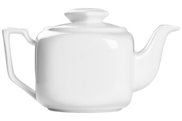 Ceramic teapot isolated on white. Beautiful tableware