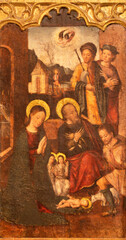 VALENCIA, SPAIN - FEBRUAR 14, 2022: The painting of Nativity in the Cathedral - Basilica of the...
