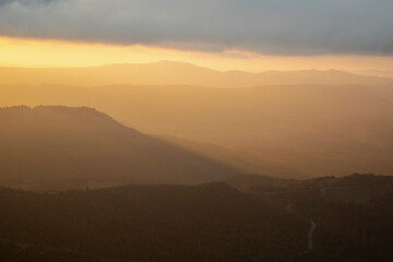 Layers of mountains landscape