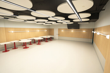 Modern empty buffet hall, school buffet