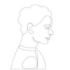 portrait woman in profile drawing by one continuous line vector