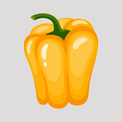 Yellow bell pepper isolated on a light background. Flat style vector illustration.