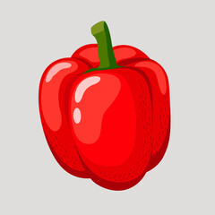 Red paprika pepper isolated on a light background. Flat style vector illustration.