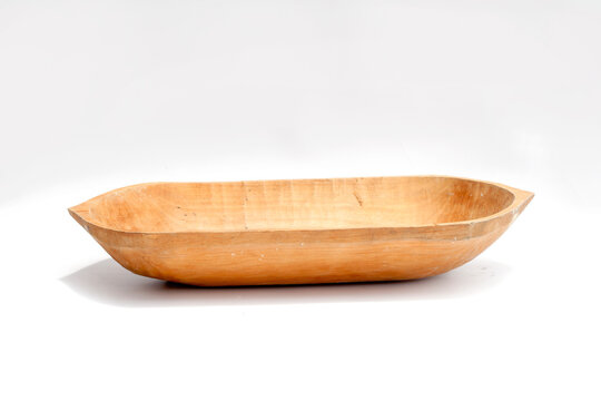 wooden bowl on white background natural Tone
