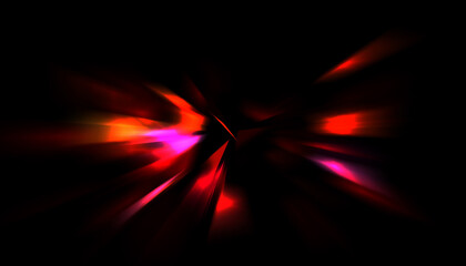 Cool background of moving glowing lights. Vibrant colorful portal template for your design. Light rays and glow particles in motion forming a wormhole shape.