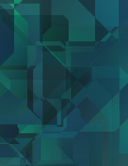 Layers of colorful and vibrant geometrical shapes. Digital illustration of a tech layout. Futuristic design template.