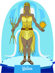 Illustration vector isolated of inuit god, Eskimo mythology, Malina, sun goddess