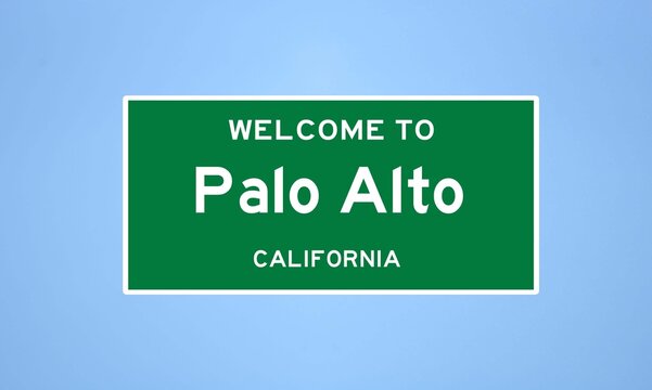 Palo Alto, California City Limit Sign. Town Sign From The USA.