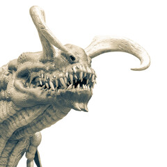 alien dinosaur id profile in a white background side view