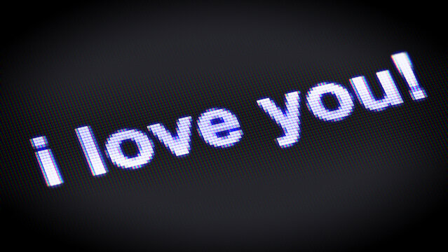 I love you! in the black display. 3D Illustration.