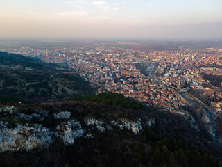 Aerial sunset view of Rhodope Mountains, Bulgaria