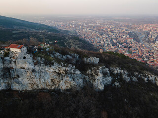 Aerial sunset view of Rhodope Mountains, Bulgaria