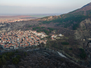 Aerial sunset view of Rhodope Mountains, Bulgaria