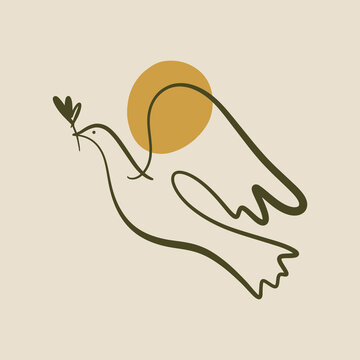 recommend clip art: Dove of peace pigeon bird boho handdrawn style vector illustration art