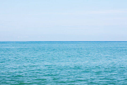 Blue ocean and blue sky peaceful summer background for copy space. 