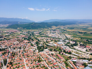 Fototapeta premium Aerial view of famous spa resort of Velingrad, Bulgaria