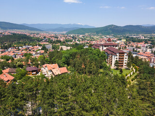 Fototapeta na wymiar Aerial view of famous spa resort of Velingrad, Bulgaria