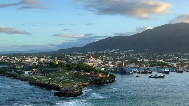 An aerial view of the at the port in Puerto Plata, Dominican Republic.