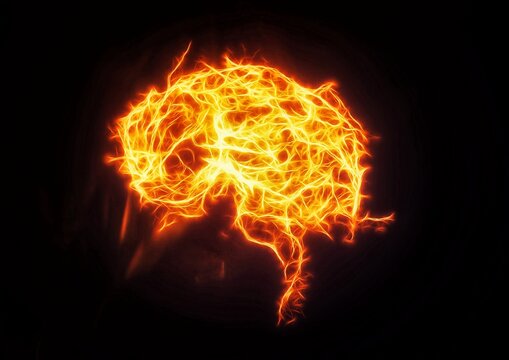 燃え上がる抽象的な脳のイラスト