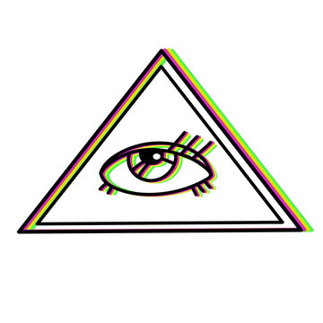 All-seeing eye symbol, vector illustration isolated on white background.Eye in triangle design for print,logo,emblem