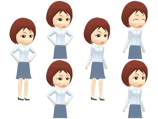 [Angry A] Woman shirts bob haircut oblique angle