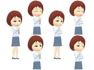 [Fun A] Woman shirts bob haircut oblique angle